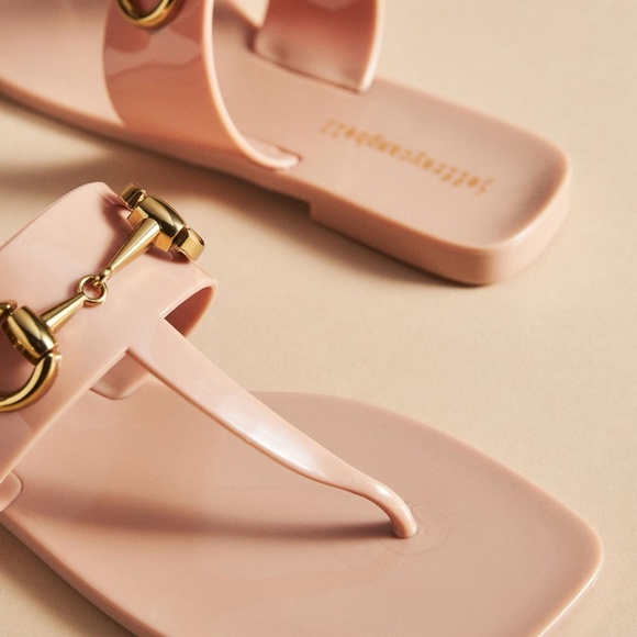 NWT Anthropologie Jeffrey Campbell A Lil Bit Sandal In Natural Shiny 8 - Picture 5 of 7